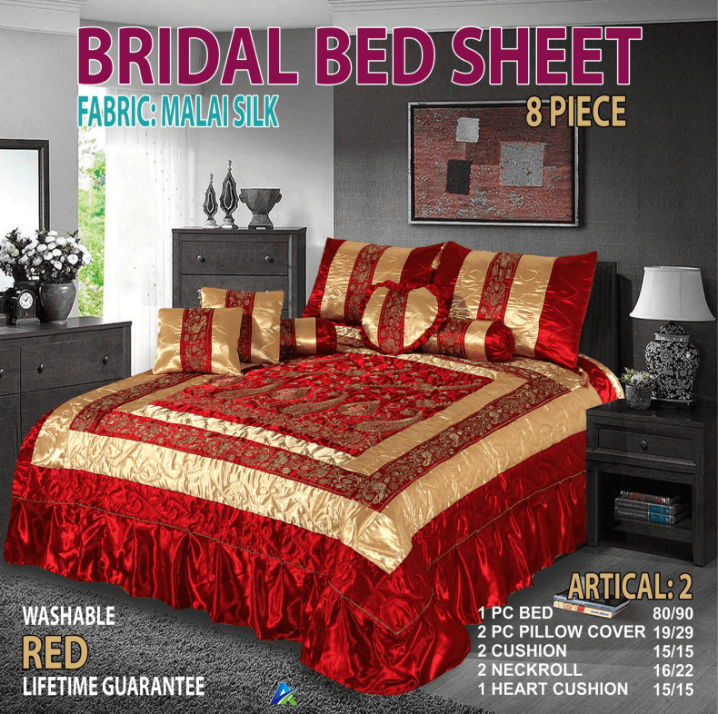 Bridal Bed Sheet Set 8 Pieces AlNoor Pk Brand Online Store