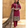 Maroon Embroidered Winter 3PC Suit