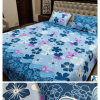 Modern blue floral bedspread, contemporary flower design, fresh bedroom look