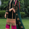Zainab Chottani Velvet Suit - Intricate Embroidery and Silk Patches Model Pic