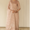Maria B Summer Collection 2024 - Peach embroidered lawn suit featuring heavy embroidery and ready-to-wear organza palu dupatta